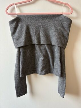 Ardene Grey Strapless Foldover Knit Top